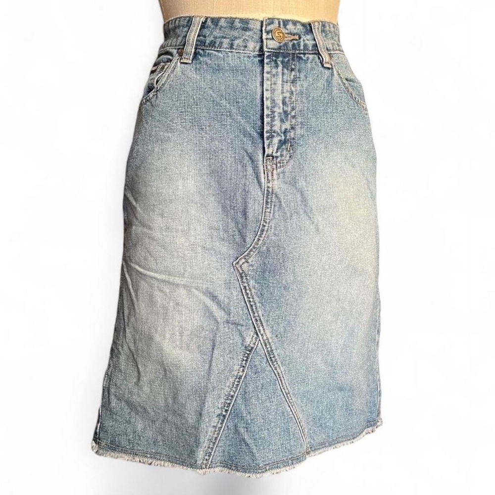Y2K Squeeze by Stephan Hardy Light Wash Denim Midi Skirt
